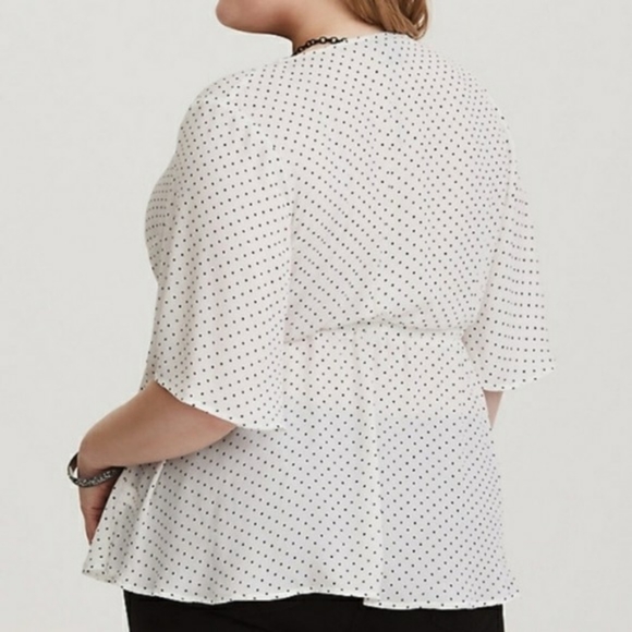 TORRID polka dot v-neck peplum top - Picture 2 of 7